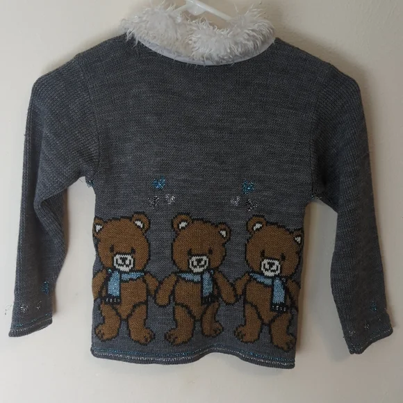 Christmas Vintage Teddy Bear Sweater Size Kids 5/6 - Picture 2 of 12